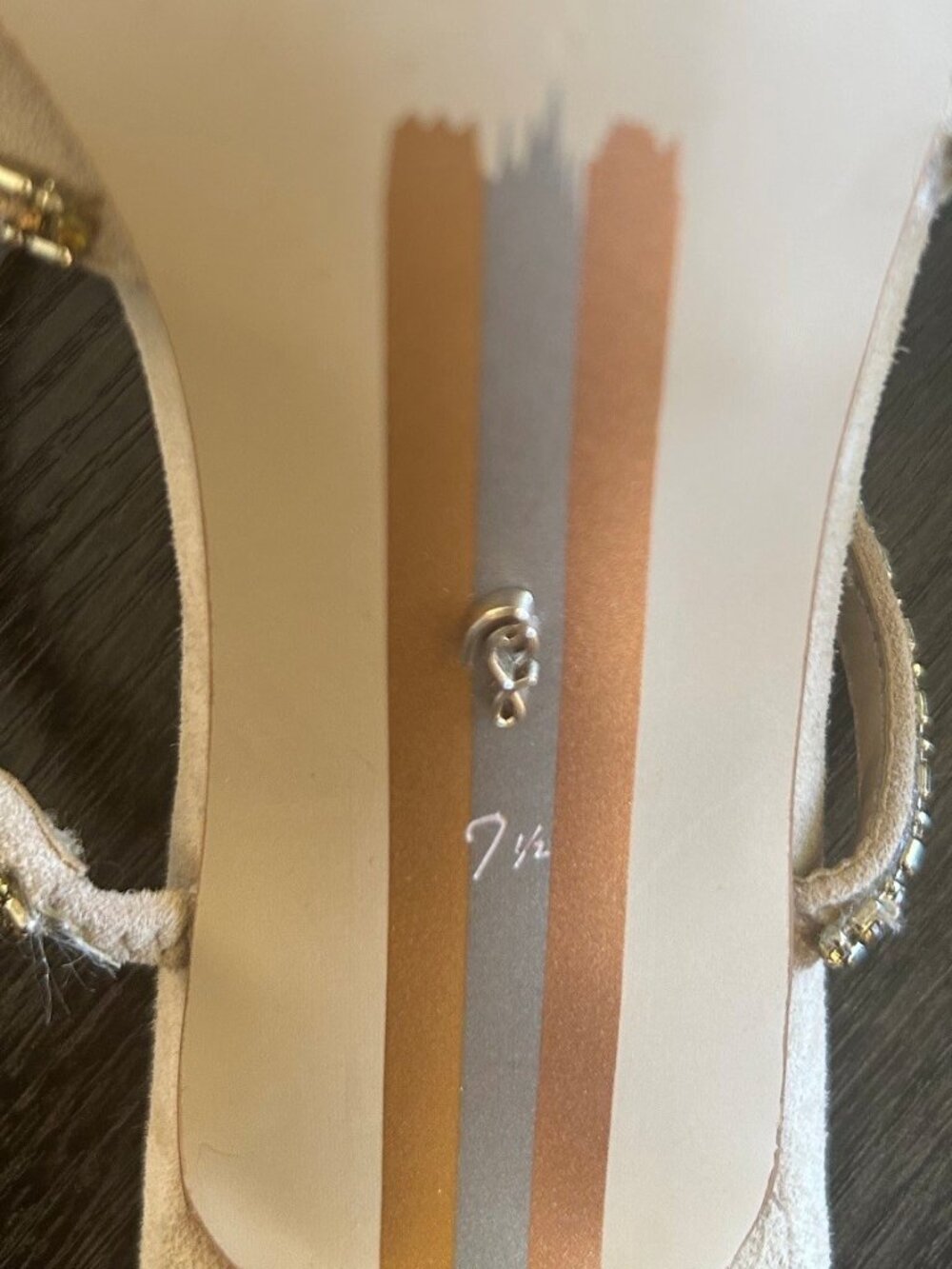 SAM EDELMAN Anita Beige Suede Embellished Pointed Toe Mules Heels - Size 7.5 - Picture 9 of 9